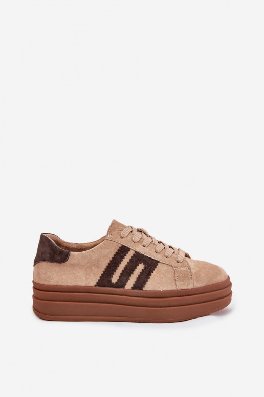 Sneakers Stilvollllschuhe Feminin mit einer PlattformErmöglichtturalnego aus INildlederu Beige Eldira Sneakers Stilvollllschuhe Feminin mit einer PlattformErmöglichtturalnego aus INildlederu Beige Eldira