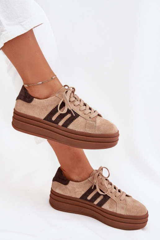 Sneakers Stilvollllschuhe Feminin mit einer PlattformErmöglichtturalnego aus INildlederu Beige Eldira Sneakers Stilvollllschuhe Feminin mit einer PlattformErmöglichtturalnego aus INildlederu Beige Eldira
