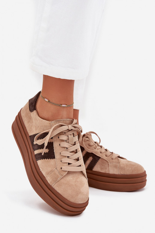 Sneakers Stilvollllschuhe Feminin mit einer PlattformErmöglichtturalnego aus INildlederu Beige Eldira Sneakers Stilvollllschuhe Feminin mit einer PlattformErmöglichtturalnego aus INildlederu Beige Eldira