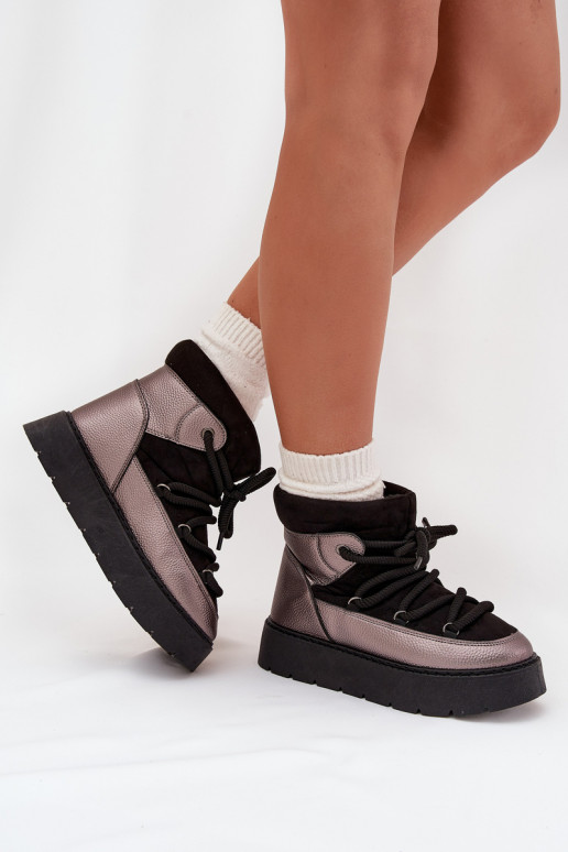 Niedrig Schneestiefel Feminin sich Zuarm laufen mit Fell innenGrubym INiązaniem schZuarze Farbe Xarina