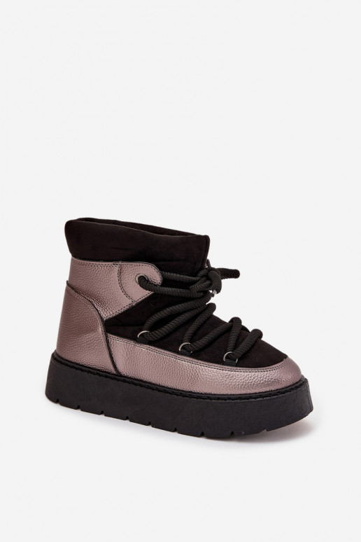 Niedrig Schneestiefel Feminin sich Zuarm laufen mit Fell innenGrubym INiązaniem schZuarze Farbe Xarina