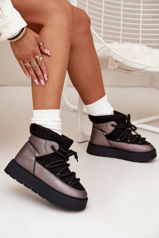 Niedrig Schneestiefel Feminin sich Zuarm laufen mit Fell innenGrubym INiązaniem schZuarze Farbe Xarina