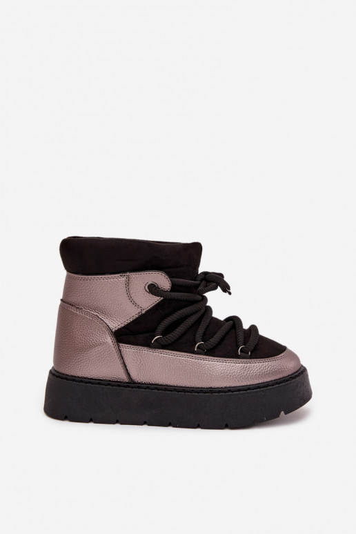 Niedrig Schneestiefel Feminin sich Zuarm laufen mit Fell innenGrubym INiązaniem schZuarze Farbe Xarina