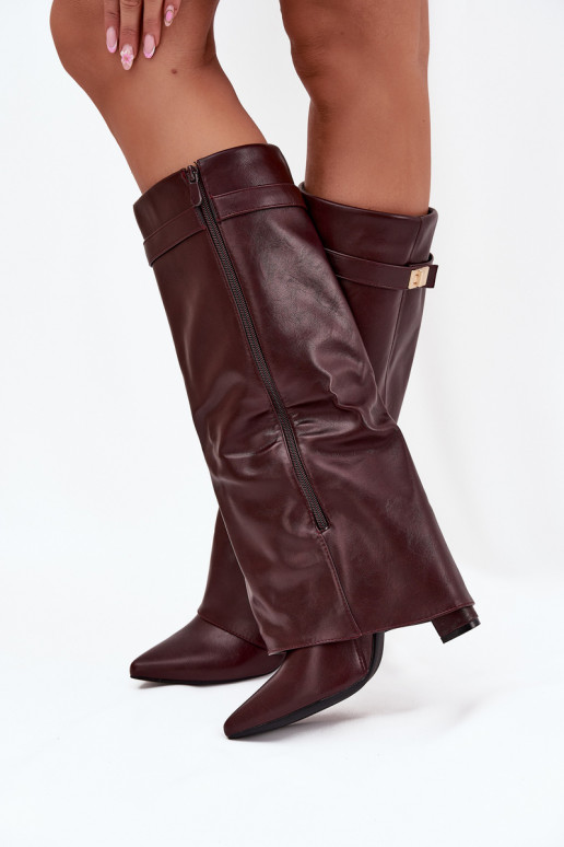 Damenstiefel mit AbsätzenINyZuiniętą CholeZuką I goldene Farbem Detalem Burgund Diorna Damenstiefel mit AbsätzenINyZuiniętą CholeZuką I goldene Farbem Detalem Burgund Diorna