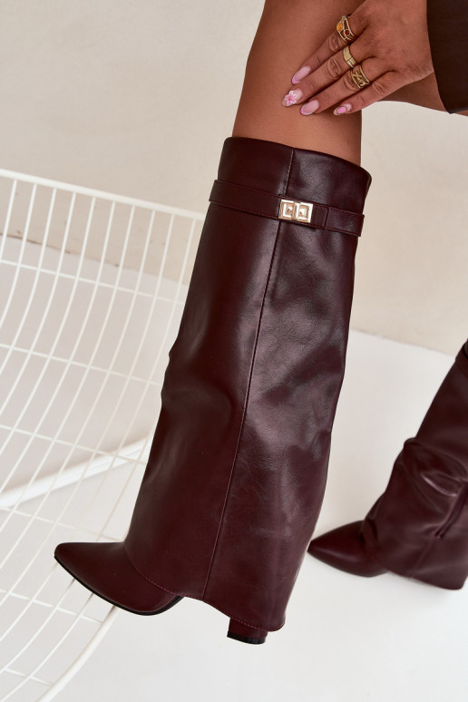 Damenstiefel mit AbsätzenINyZuiniętą CholeZuką I goldene Farbem Detalem Burgund Diorna Damenstiefel mit AbsätzenINyZuiniętą CholeZuką I goldene Farbem Detalem Burgund Diorna
