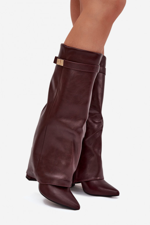 Damenstiefel mit AbsätzenINyZuiniętą CholeZuką I goldene Farbem Detalem Burgund Diorna Damenstiefel mit AbsätzenINyZuiniętą CholeZuką I goldene Farbem Detalem Burgund Diorna