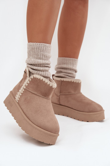Schneestiefel Feminin mit einer PlattformPrzeszyciami Big Star SS274129 Beige 2