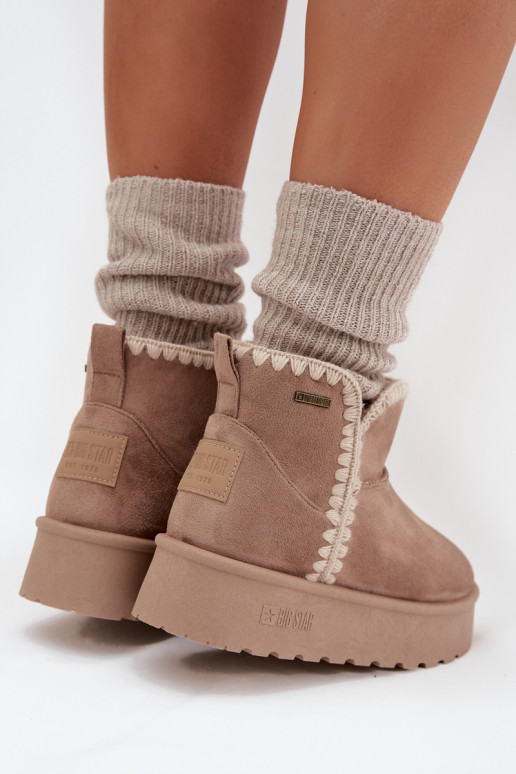 Schneestiefel Feminin mit einer PlattformPrzeszyciami Big Star SS274129 Beige Schneestiefel Feminin mit einer PlattformPrzeszyciami Big Star SS274129 Beige