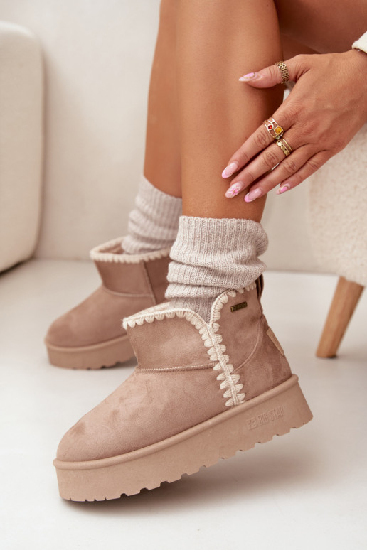 Schneestiefel Feminin mit einer PlattformPrzeszyciami Big Star SS274129 Beige Schneestiefel Feminin mit einer PlattformPrzeszyciami Big Star SS274129 Beige