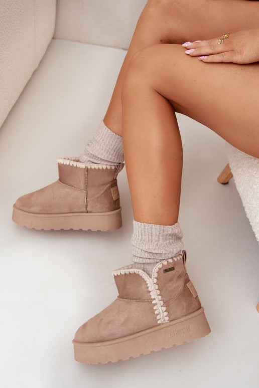 Schneestiefel Feminin mit einer PlattformPrzeszyciami Big Star SS274129 Beige Schneestiefel Feminin mit einer PlattformPrzeszyciami Big Star SS274129 Beige