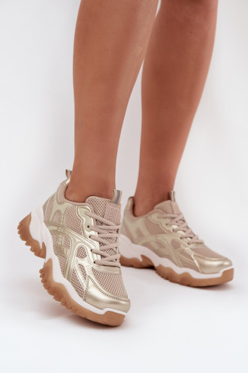 Damen Sport Sneakers, sportliches Modell, Big Star SS274014 HI-POLY SYSTEM in Sand-Gold 2