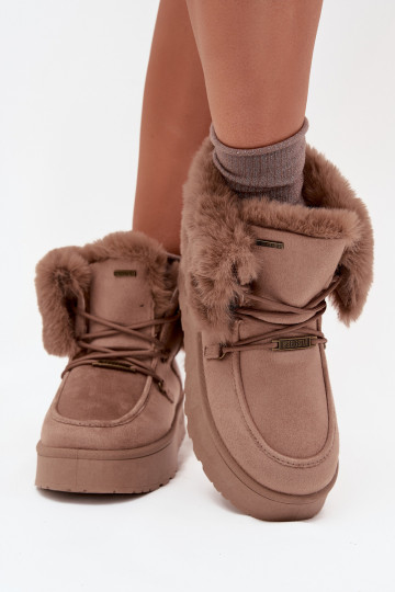 Schneestiefel Feminin mit einer Plattform mit Pelzmantel I INiązaniem Big Star SS274114 Beige 2