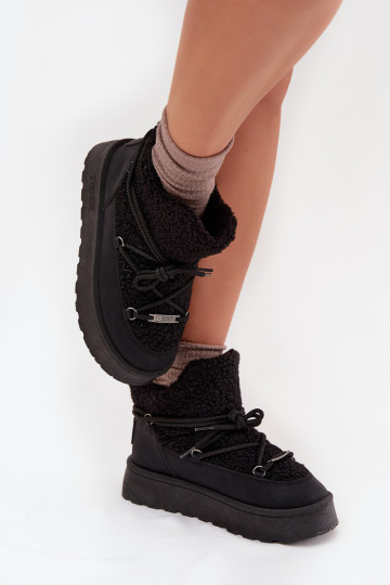 Schneestiefel Feminin mit einer Plattform mit Pelzmantel Typu Baranek Big Star SS274109 schZuarze Farbe 2