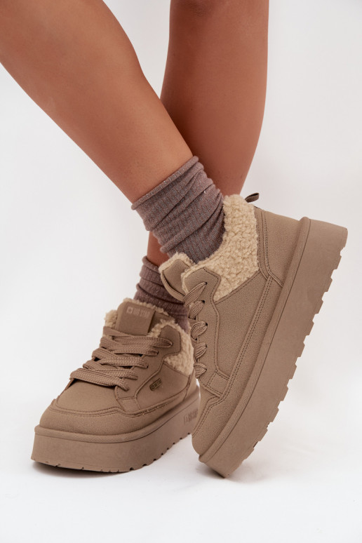Sneakers Stilvollllschuhe Feminin mit einer Plattform mit Pelzmantel Typu Baranek Big Star SS274105 Beige Sneakers Stilvollllschuhe Feminin mit einer Plattform mit Pelzmantel Typu Baranek Big Star SS274105 Beige