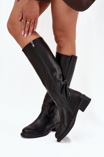 Damen-Stiefel mit niedrigem Absatz, gefüttert, in schwarzer Farbe Averna