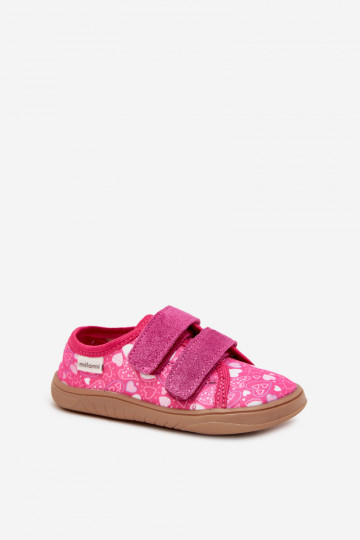 Hausschuhe Barefoot Kindisch mit Herzen Milami pinke Farbe Saphira