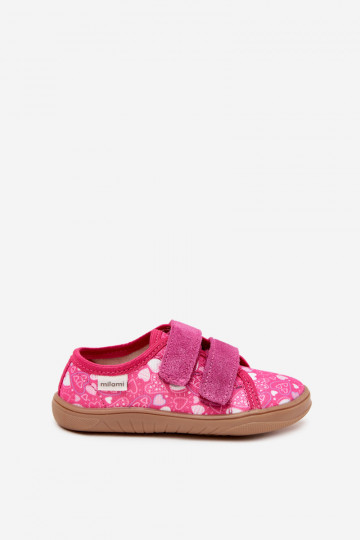 Hausschuhe Barefoot Kindisch mit Herzen Milami pinke Farbe Saphira 2
