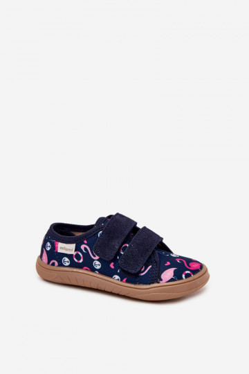 Hausschuhe Barefoot Kindisch mit Flamingos Milami Dunkelblau Saphira