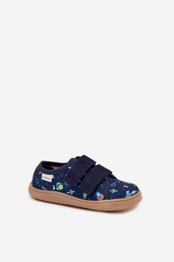 Hausschuhe Barefoot Jungen Kosmos Milami Dunkelblau Saphira
