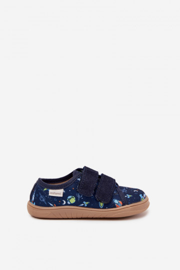Hausschuhe Barefoot Jungen Kosmos Milami Dunkelblau Saphira 2