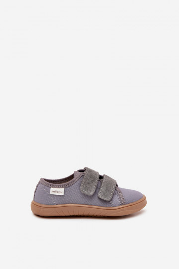 Hausschuhe Barefoot Jungen Glatt Milami graue Farbe Saphira 2
