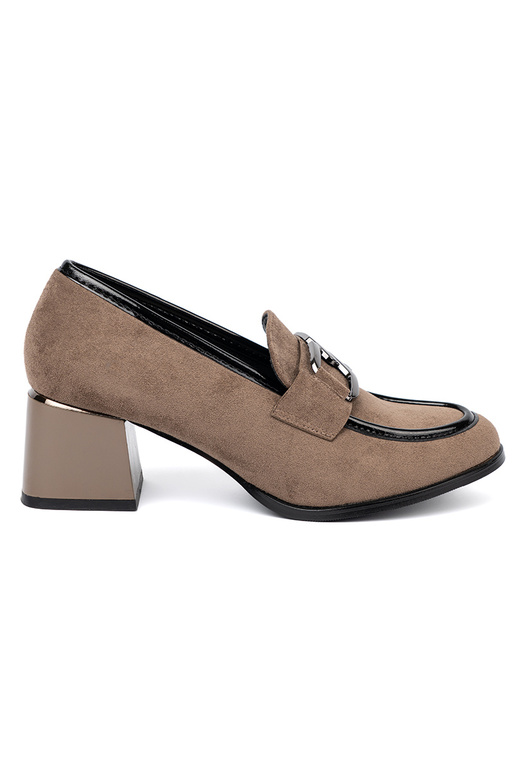 Sandfarbene Wildlederstiefeletten auf dickem Absatz