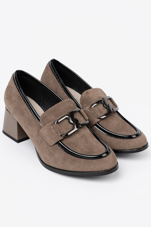 Sandfarbene Wildlederstiefeletten auf dickem Absatz