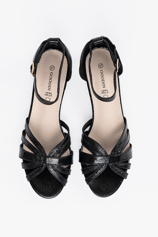 Eleganter Stil schZuarze Farbe Sandalen auf niedrigem Absatz