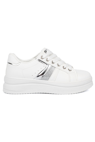Zueiße Farbe Sneakers Stilvollllschuhe z metallischm Silberm akcentem 2
