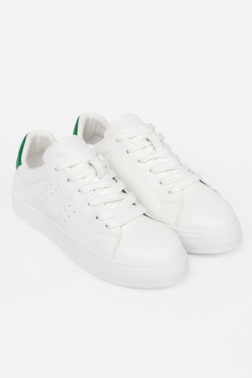 Klassisches Stilvollll Zueiße Farbe Sneakers Stilvollllschuhe z Grünm akcentem
