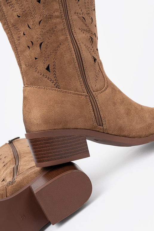 Stiefel przed kolano braune Farbe durchbrochen