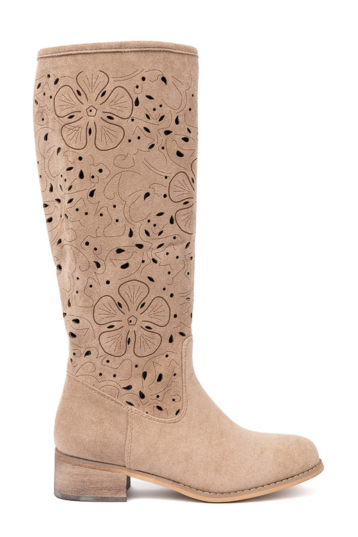 aus INildleder Beige lange Stiefel przed kolano