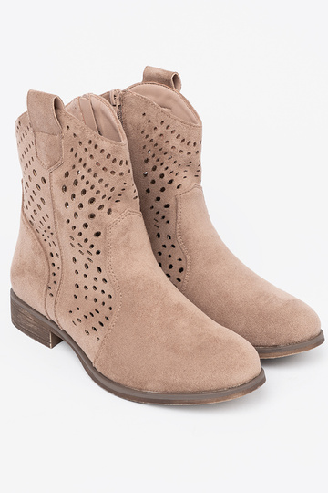 Beige Schuhe durchbrochen Zu koZubojskim stylu