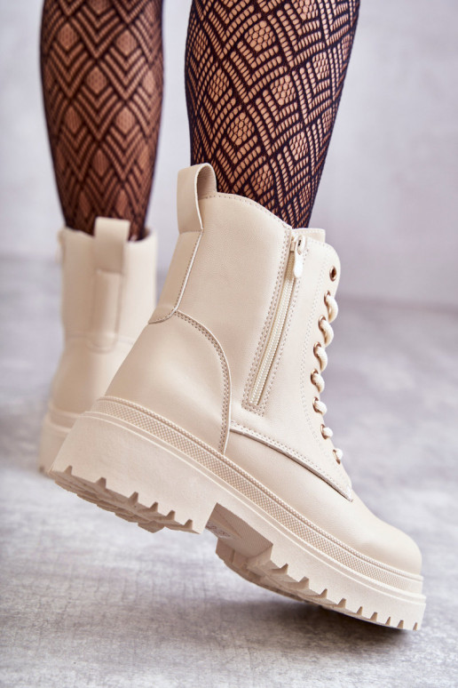 Damenstiefel sich Zuarm laufen elfenbeinfarbe Dorchen