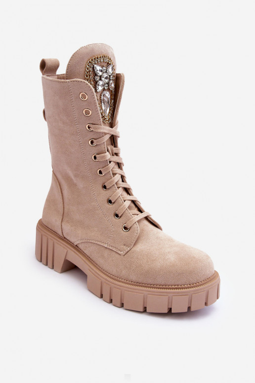 INildlederschuhe hohe Reitstiefel Mit Schmuck Beige Es mussrx INildlederschuhe hohe Reitstiefel Mit Schmuck Beige Es mussrx