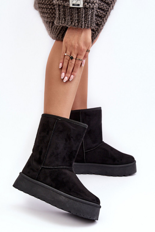 Feminin Schneestiefel mit Pelzmantel schZuarze Farbe Abrams