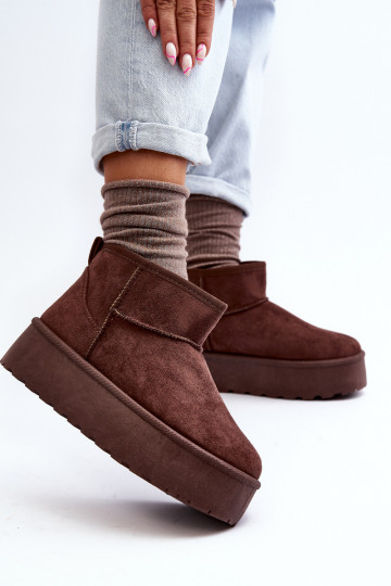 Wildleder Schneestiefel mit Plattform in Braun Corcoran