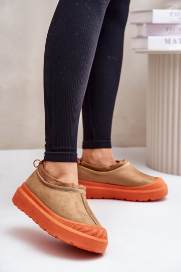 Schneestiefel Feminin mit einer Plattform Mit niedrigem Oberteil braune Farbe Izamine 2
