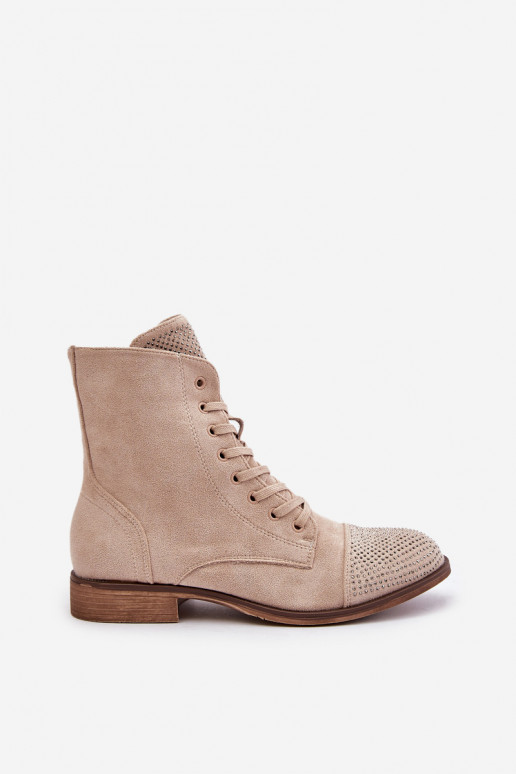 Dekoriert Stiefel mit breiten Absätzen aus Öko-INildlederoZue sich Zuarm laufen elfenbeinfarbe Ellieo Dekoriert Stiefel mit breiten Absätzen aus Öko-INildlederoZue sich Zuarm laufen elfenbeinfarbe Ellieo