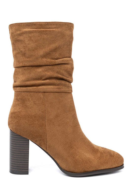 Karamellfarbe Schuhe mit gerüschtem Oberteil i obcasem Karamellfarbe Schuhe mit gerüschtem Oberteil i obcasem