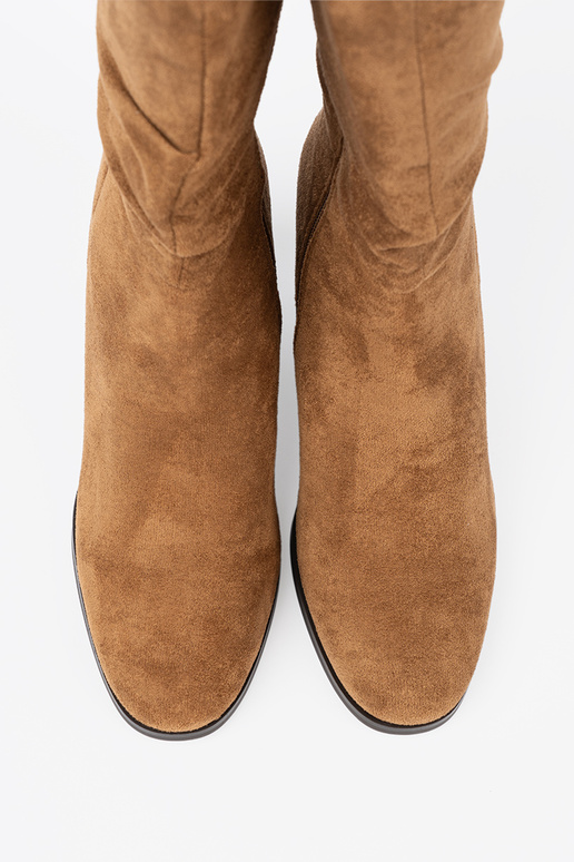 Karamellfarbe Schuhe mit gerüschtem Oberteil i obcasem Karamellfarbe Schuhe mit gerüschtem Oberteil i obcasem