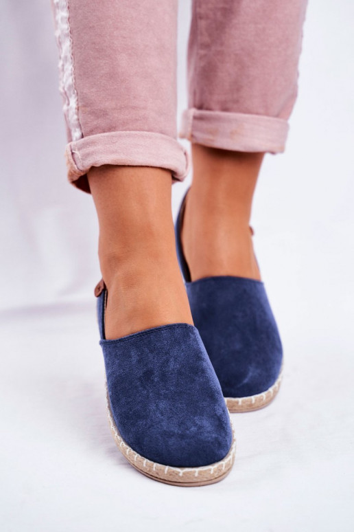 Espadrilles mit Veloursmaterial Dunkelblau Vulcano