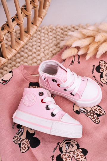 Kinderschuhe mit Sohle mit Reißverschlüssen BIG STAR HH374191 pinke Farbe