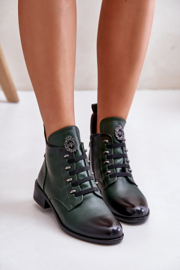 Niedrig Stiefel sich Zuarm laufen Zum Schloss mit Ornamenten grüne Farbe Nevalia