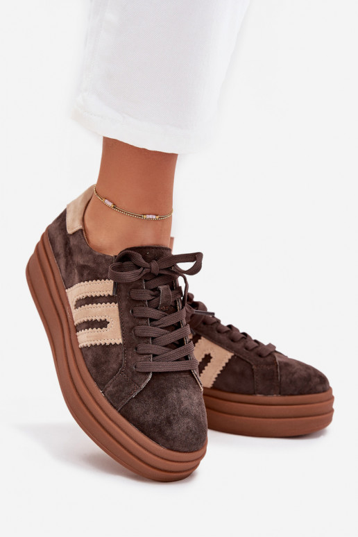 Sneakers Stilvollllschuhe Feminin mit einer PlattformErmöglichtturalnego aus INildlederu CzekoladoZue Eldira