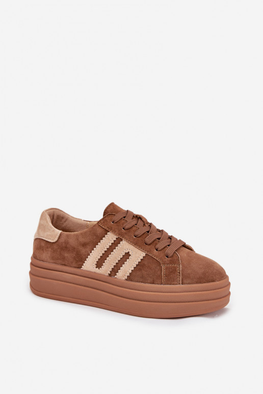 Sneakers Stilvollllschuhe Feminin mit einer PlattformErmöglichtturalnego aus INildlederu braune Farbe Eldira Sneakers Stilvollllschuhe Feminin mit einer PlattformErmöglichtturalnego aus INildlederu braune Farbe Eldira