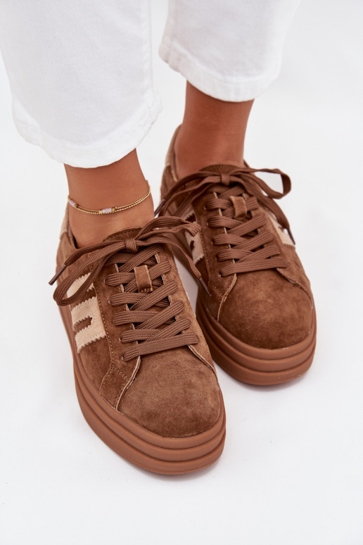 Sneakers Stilvollllschuhe Feminin mit einer PlattformErmöglichtturalnego aus INildlederu braune Farbe Eldira Sneakers Stilvollllschuhe Feminin mit einer PlattformErmöglichtturalnego aus INildlederu braune Farbe Eldira