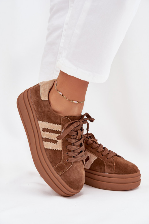 Sneakers Stilvollllschuhe Feminin mit einer PlattformErmöglichtturalnego aus INildlederu braune Farbe Eldira Sneakers Stilvollllschuhe Feminin mit einer PlattformErmöglichtturalnego aus INildlederu braune Farbe Eldira