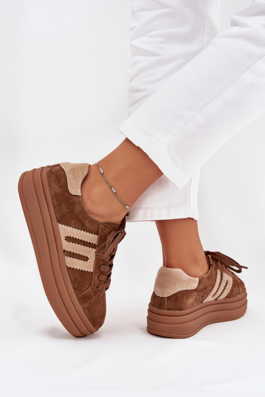 Sneakers Stilvollllschuhe Feminin mit einer PlattformErmöglichtturalnego aus INildlederu braune Farbe Eldira Sneakers Stilvollllschuhe Feminin mit einer PlattformErmöglichtturalnego aus INildlederu braune Farbe Eldira