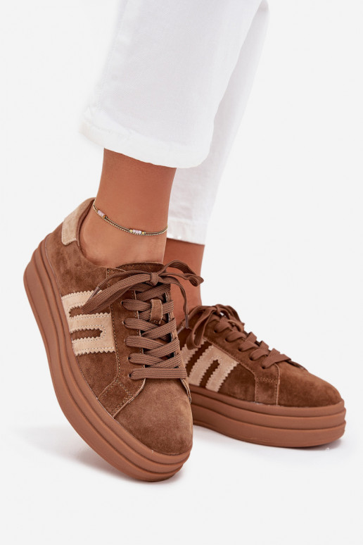 Sneakers Stilvollllschuhe Feminin mit einer PlattformErmöglichtturalnego aus INildlederu braune Farbe Eldira Sneakers Stilvollllschuhe Feminin mit einer PlattformErmöglichtturalnego aus INildlederu braune Farbe Eldira